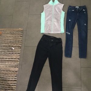 Vest two pairs of jeans